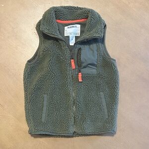 Carter's Green Fleece Vest with Orange Accents